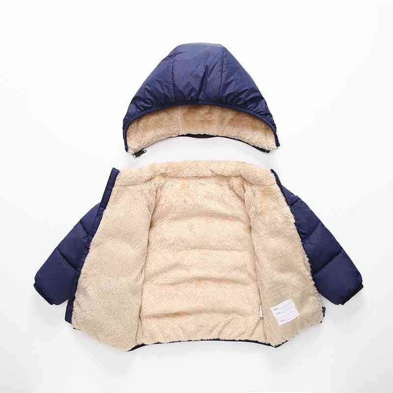 Zimné detské bundy, čiapka odnímateľná fleece super mäkký teplý kabát