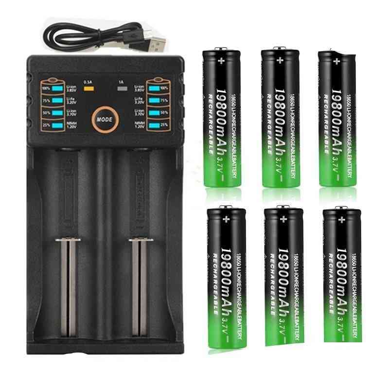 Rechargeable Liion Battery With Charger For Led Flashlight
