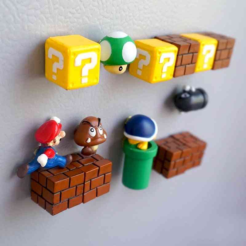 Super Mario Resin Fridge Magnets, Home Ornaments Wall Bullets Bricks