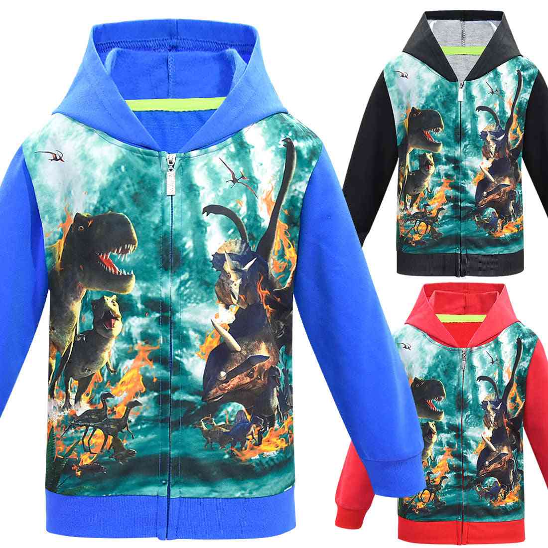 Autumn/winter- Jurassic Park Dinosaur Print Hooded Jacket For