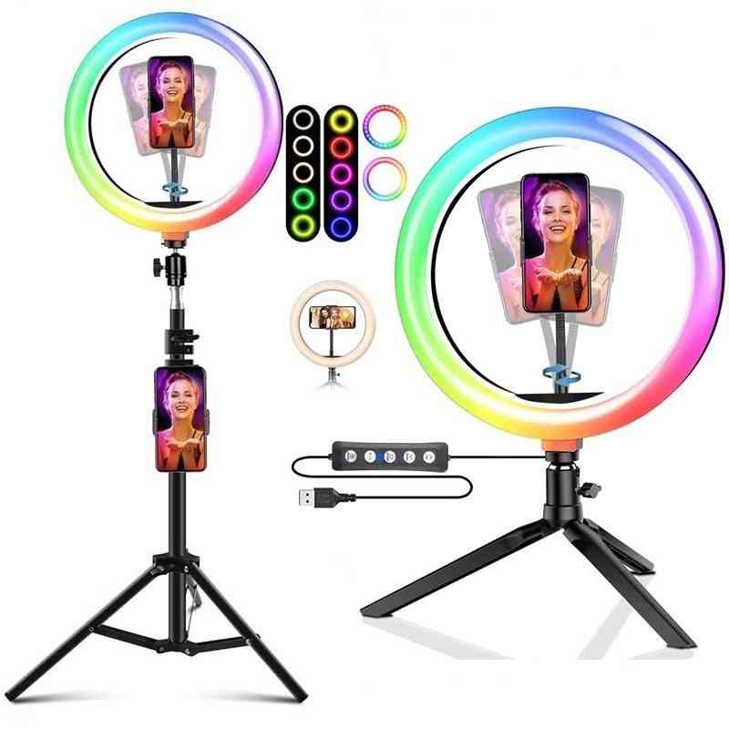 Rgb Led Selfie Ring Light Dimmable Lamp Photo Video Camera Phone