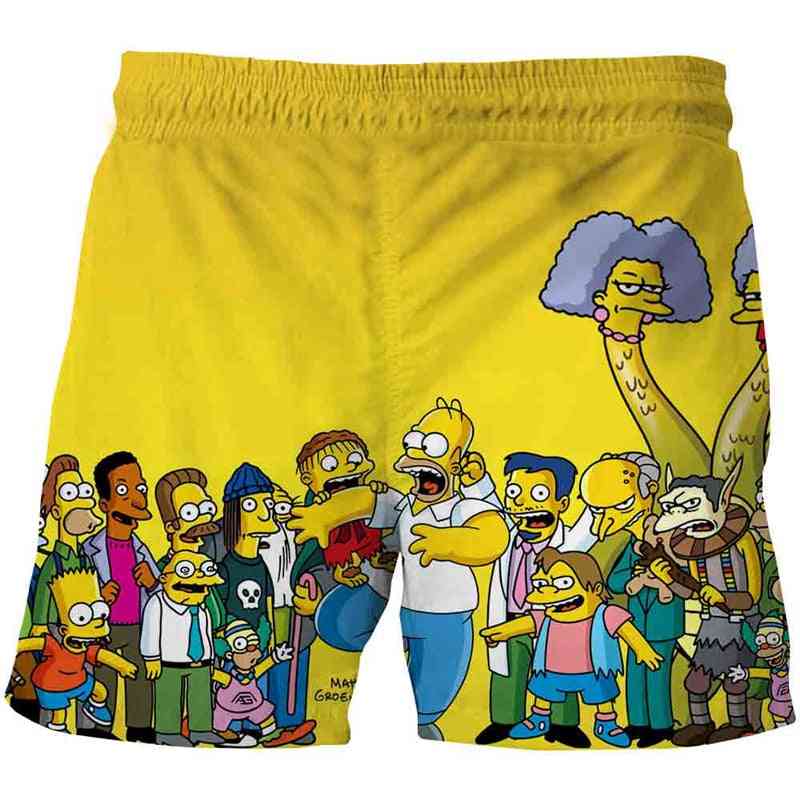 Sjove simpson shorts sommer teenagere tegneserie bukser børn baby 3d tøj