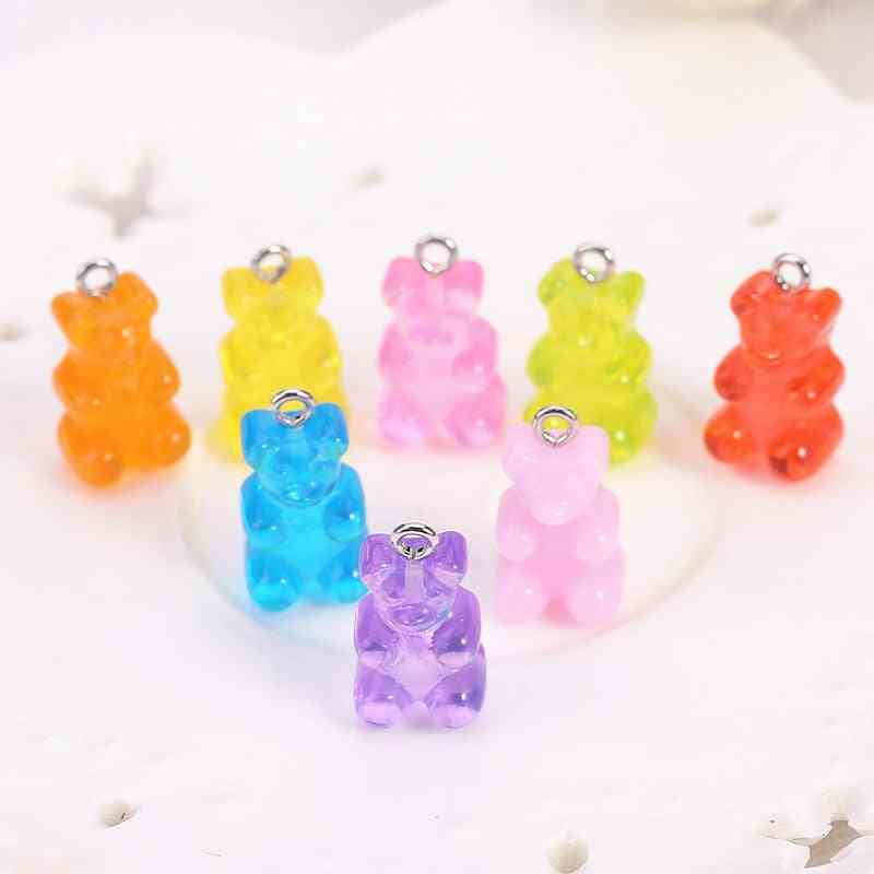 Bear Charms Resin Cabochons Glitter Gummy Candy Necklace Keychain