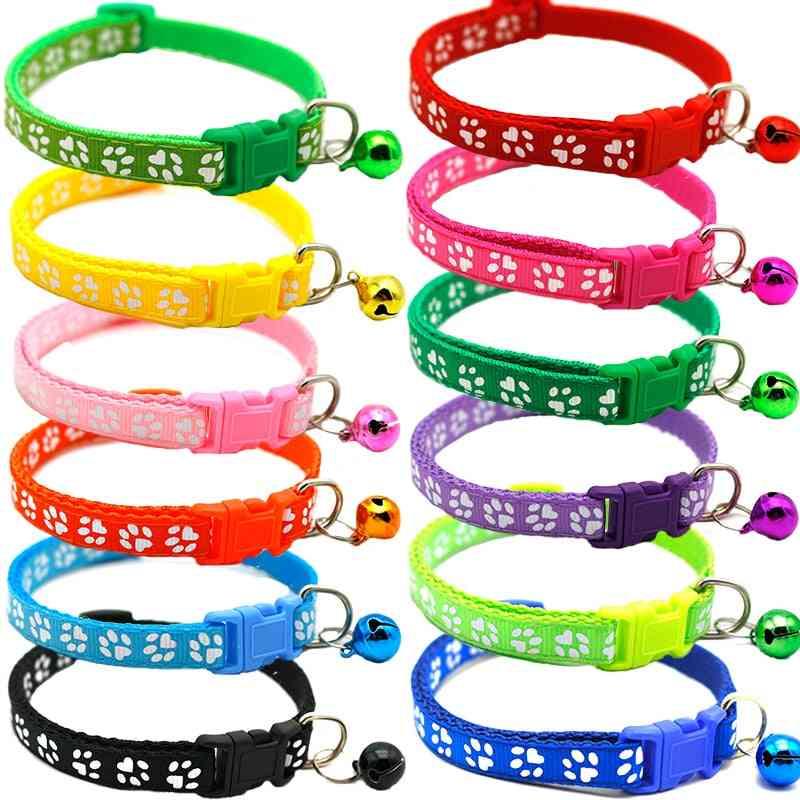 Colorful Pet Cat, Collar With Bell Adjustable Buckle