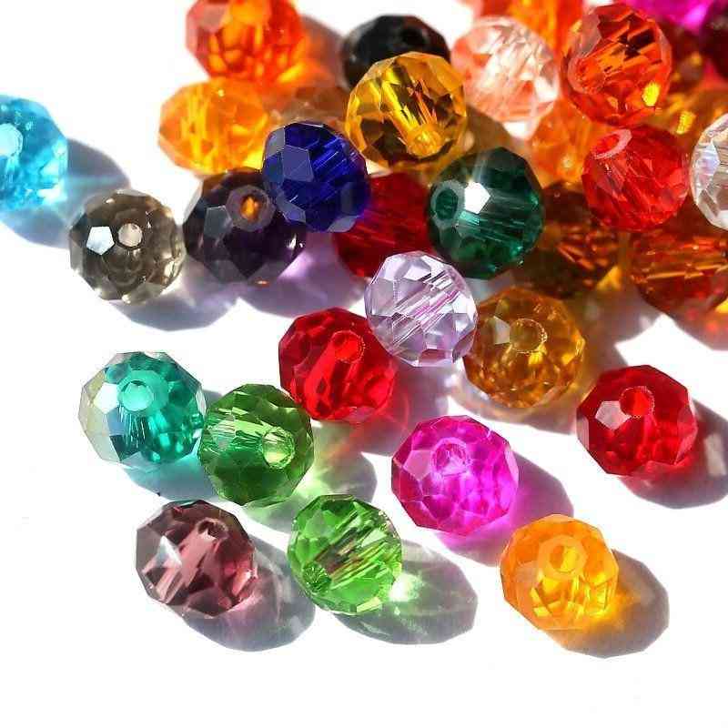 Entretoise colorée - verre rond, perles de cristal pour bracelet