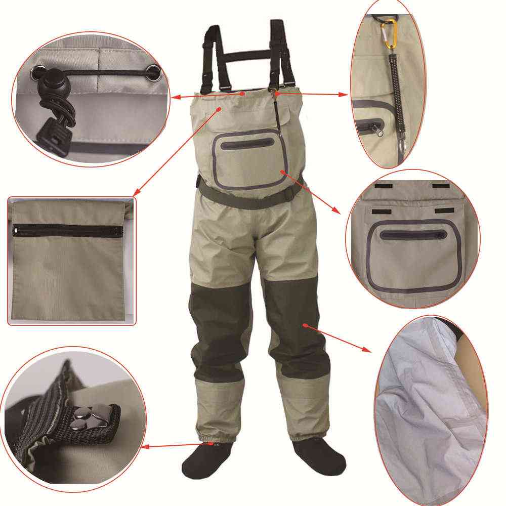 Fly Fishing Chest Waders, Breathable, Waterproof, Stocking Foot River Pants And Women