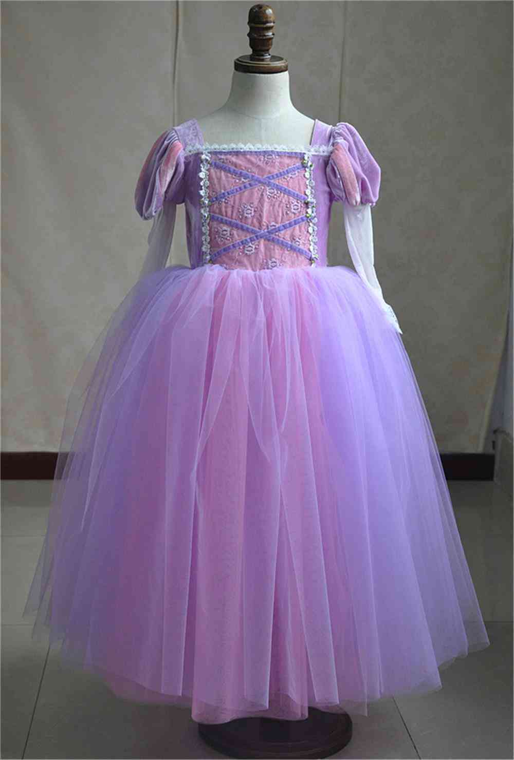 Parrucca rapunzel ragazza di alta qualità + vestito da principessa (set 1)