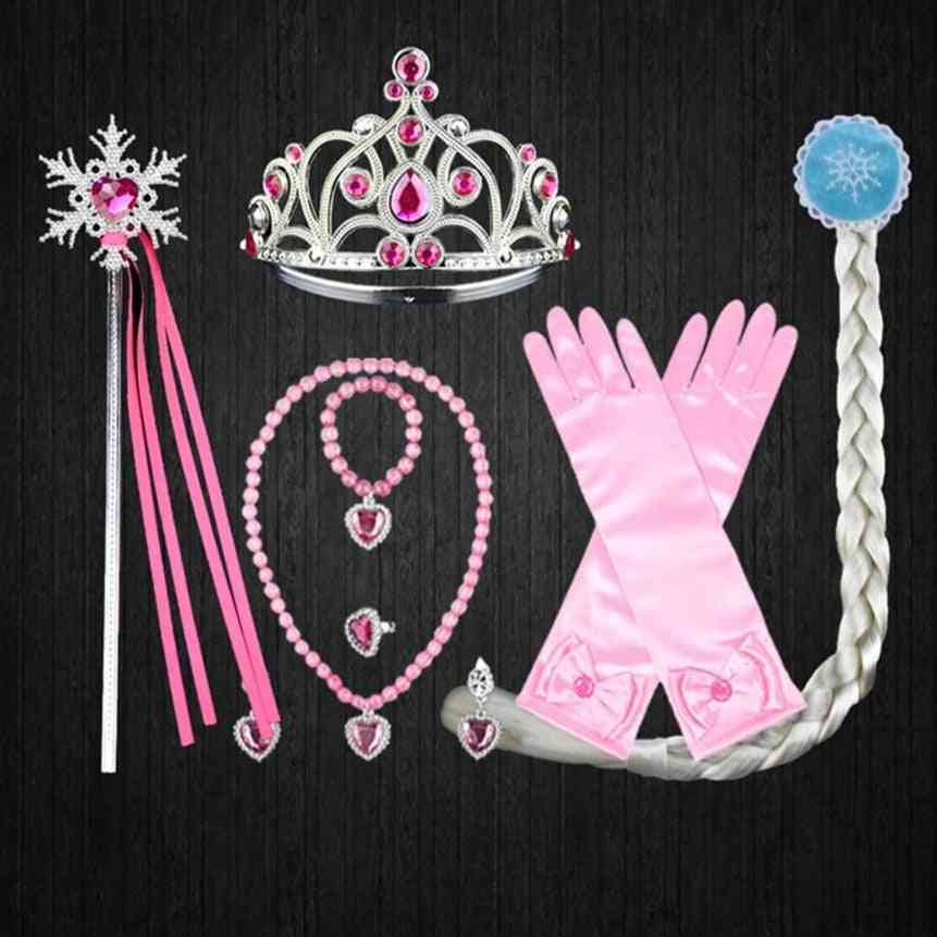 Halloween elsa anna rapunzel principessa accessori set - corona, bacchetta magica, collana, guanti