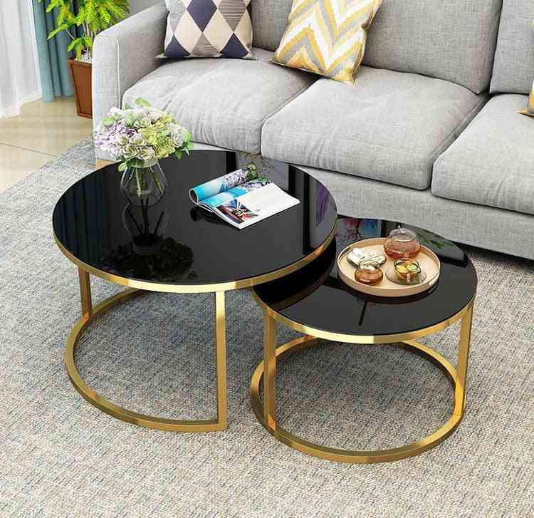 Tempered Glass Round Coffee Table For Living Room
