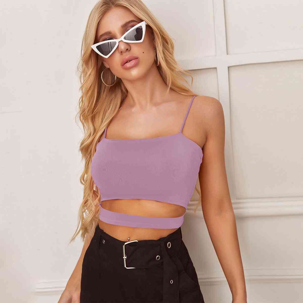 Women's Solid Cut Out, Crop Cami Top