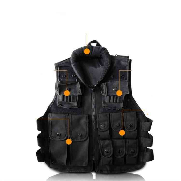 Black Kid's Tactical Vest  For Games And Trainning Scouting