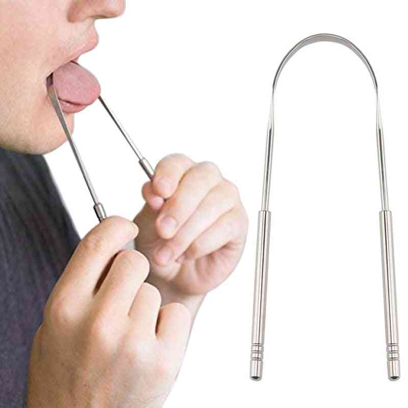 Tongue Scraper Stainless Steel Oral Cleaner Brush, Hygiene Care Tools