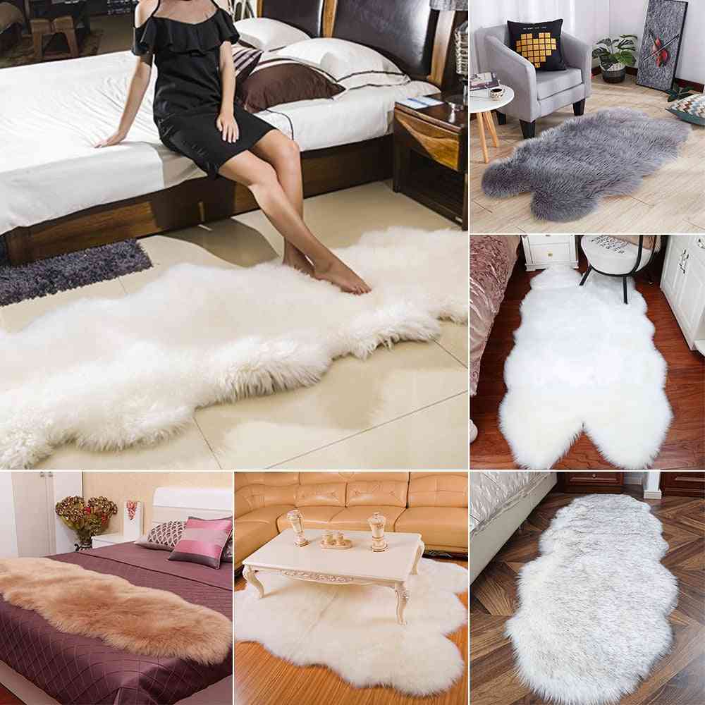 Warm Carpets Floor Mat Pad, Skin Fur Rugs Soft Faux Sheepskin Carpet