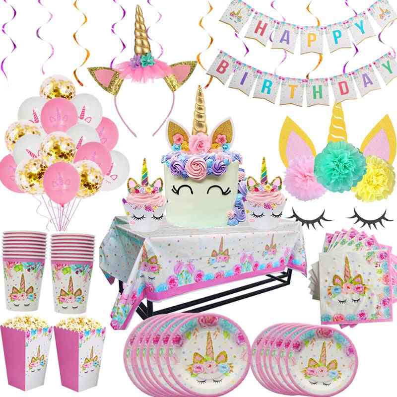 Rainbow Unicorn Birthday Supplies Set