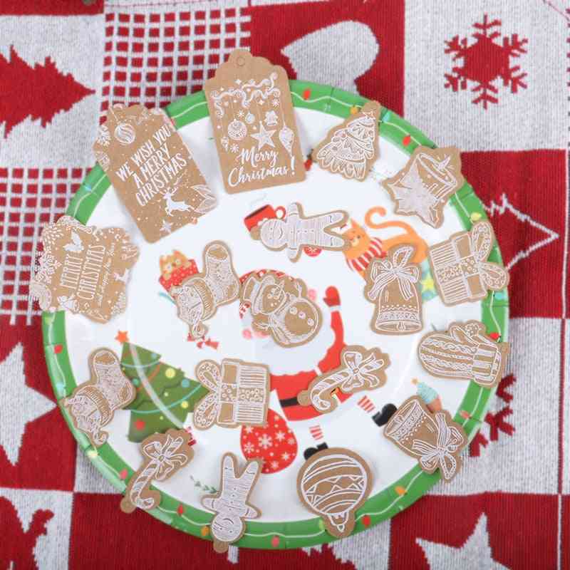 Christmas Santa Claus Snowflake Kraft Paper Tag With Rope