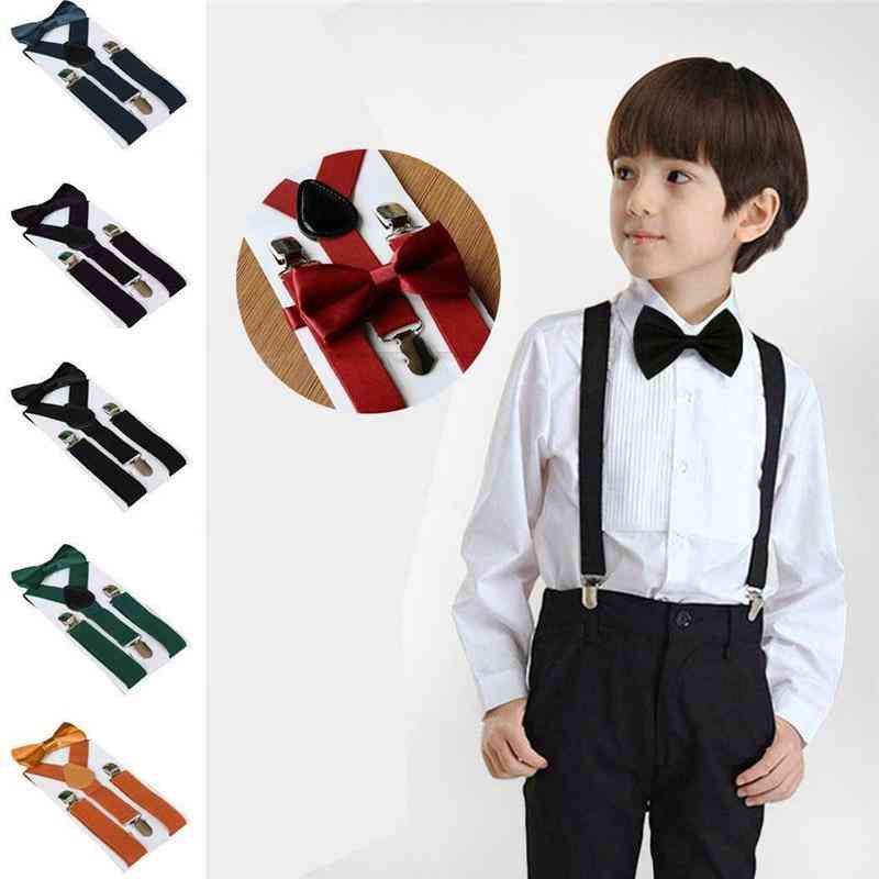 Kids Adjustable Elastic Suspenders With Bowtie Set B