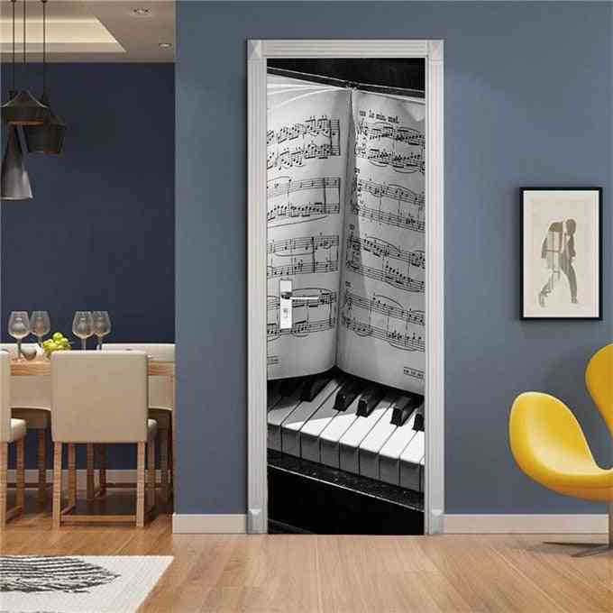 Music Design Door Decoration Wallpaper 3d Wall Sticker