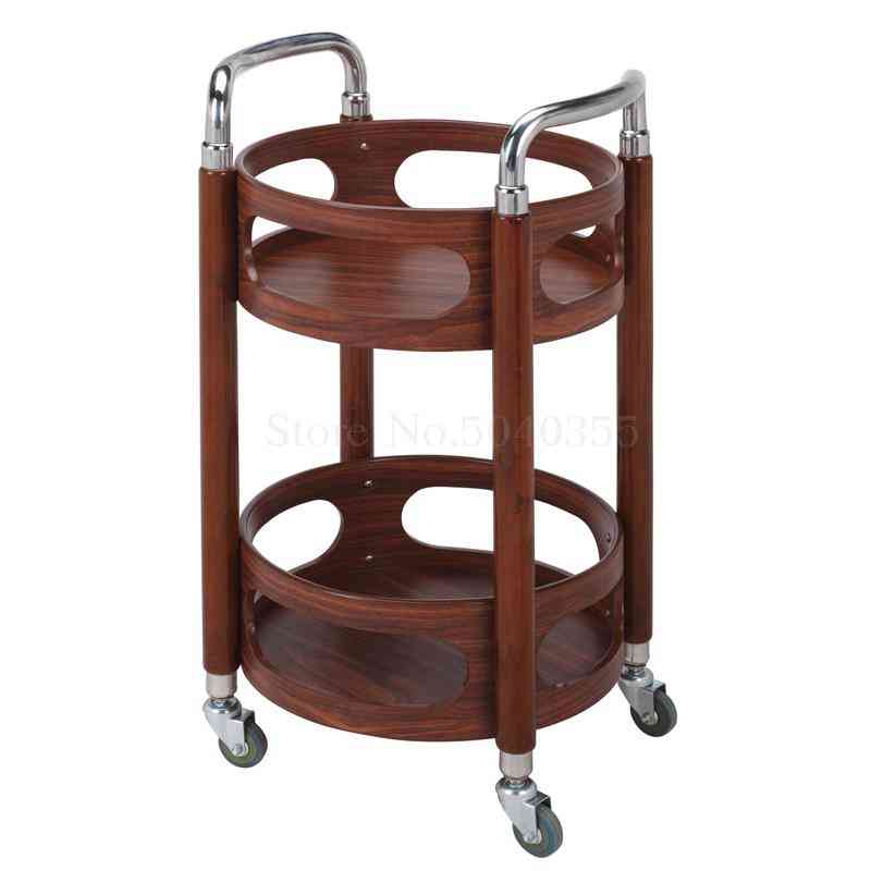 Shop Restaurant Tea Delivery Car Double Round Wine Cart Vice Trolley