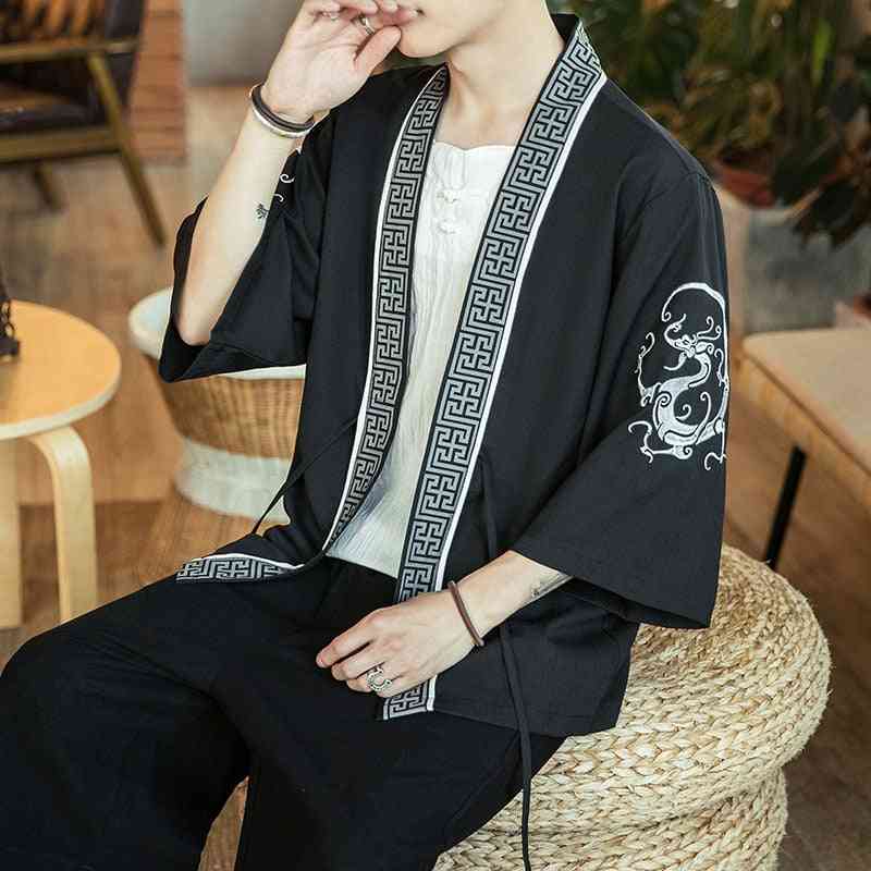 Traditionel yukata kimono cardiganskjorte (sæt 1)