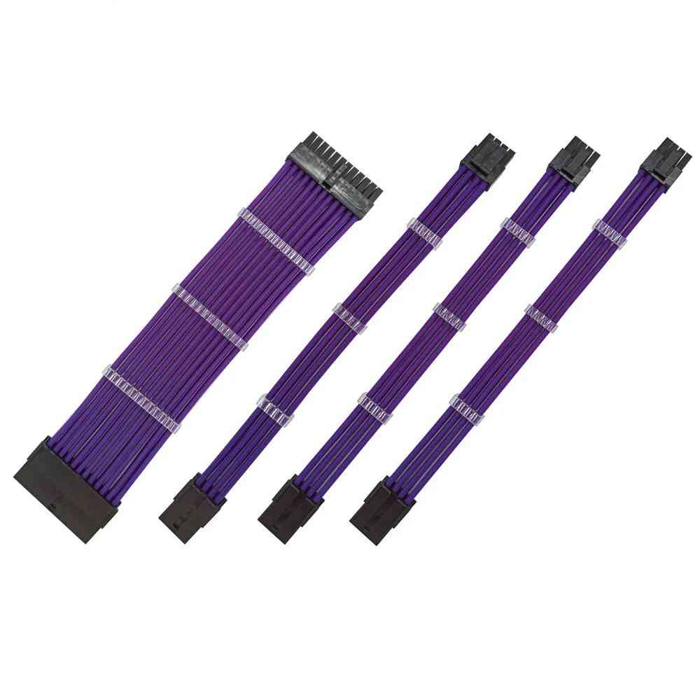 Purple Color Female To Male 18awg Sleeved Psu Extension Power Cord / Cable Kit