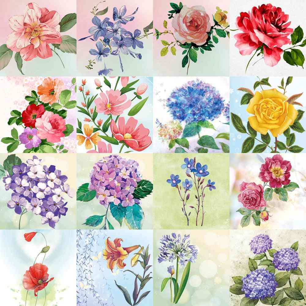 Water Soluble Canvas Patterns Floral Style Blooming Flowers Cross Stitch Kits