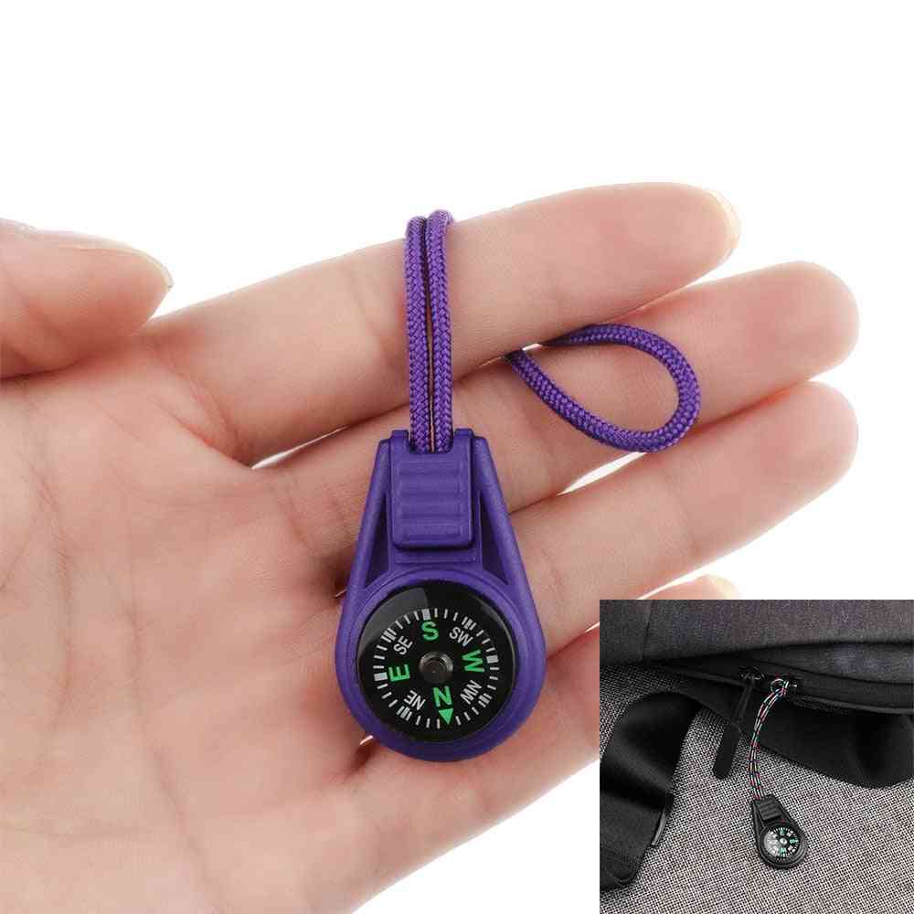 Colorful Survival Keychain Zipper. Pull Mini Compass For Outdoor