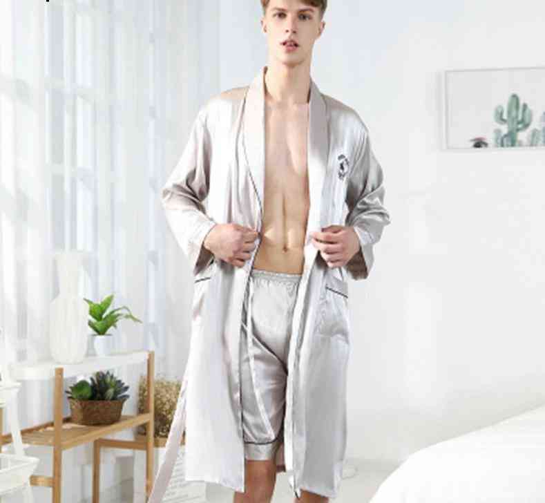 Sommer-flekk silke korte bukser, nattøy pyjamas, kappe sett