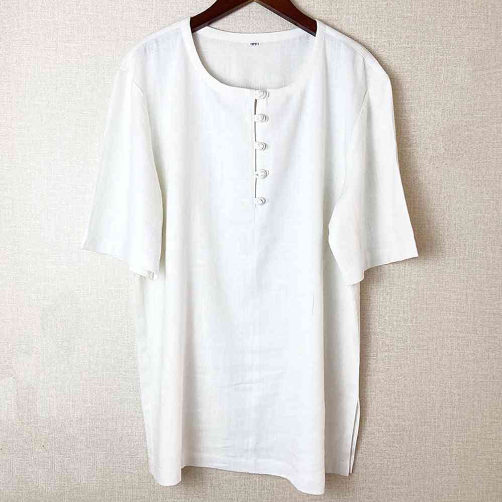 T-shirt in stile cinese, streetwear casual, cotone di lino, camicetta ampia, vestito tradizionale