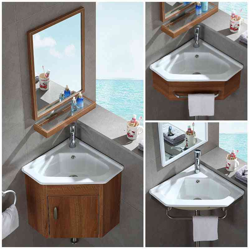 Aluminum- Mini Wall Mounted Basin, Ceramic Washing, Table Cabinet With Mirror