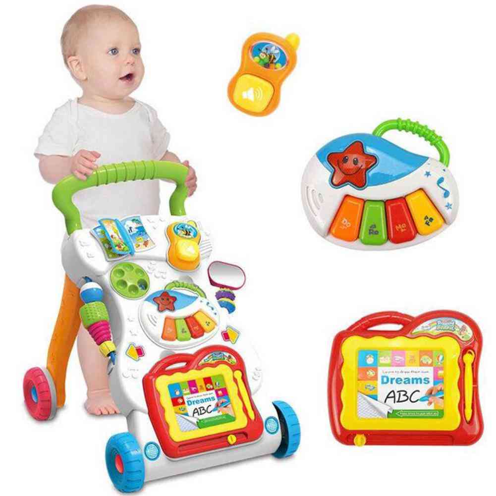 Multifunction Baby Walker, Infant Stand-to-sit, Toddler Four Wheels Trolley