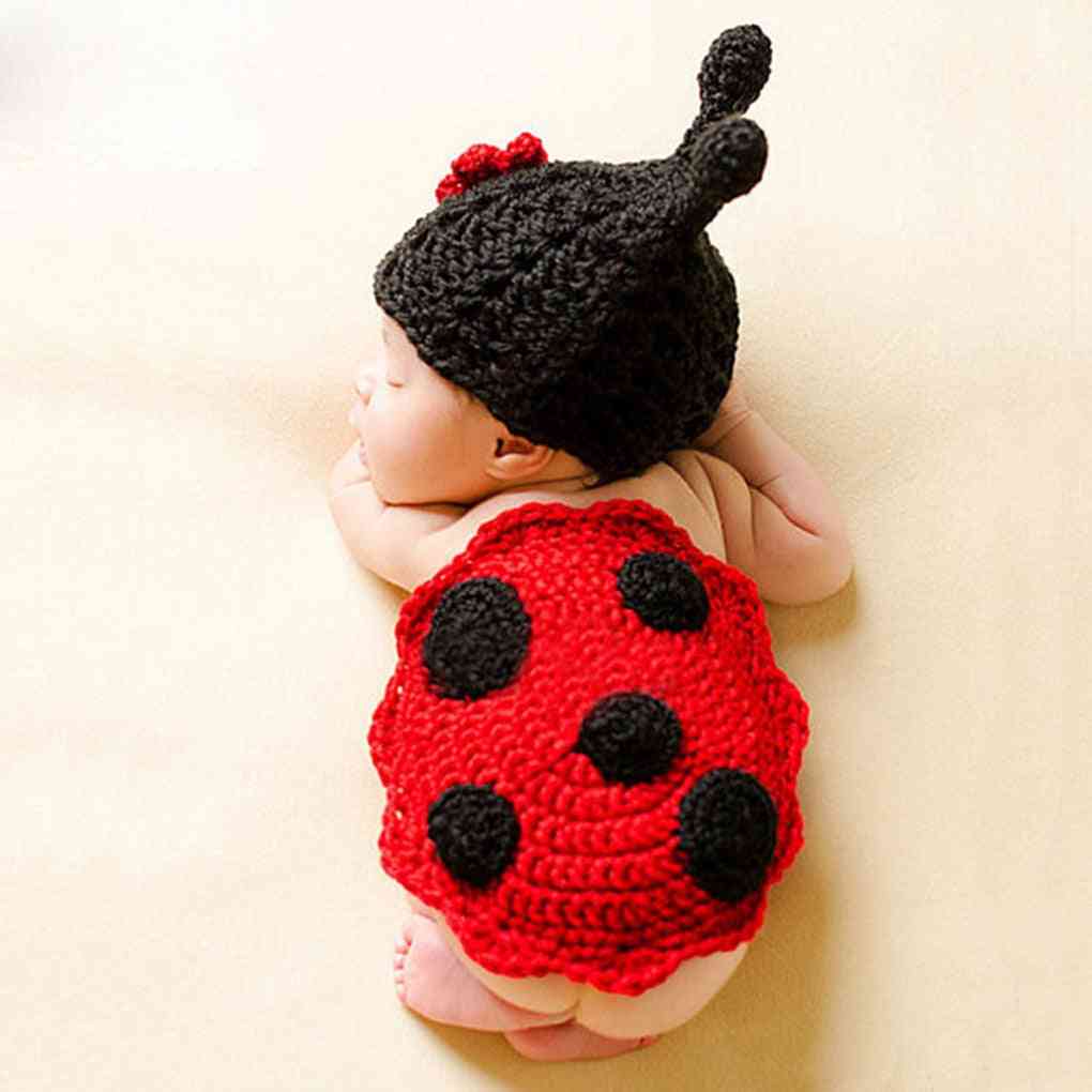 Baby Newborn Photography Props Costume, Cartoon Knit Hat & Pant Set