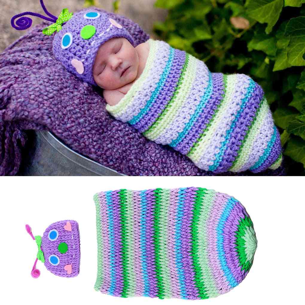 Baby Newborn Photography Props Costume, Cartoon Knit Hat & Pant Set