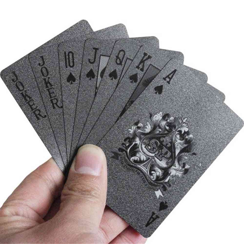 Cartes à jouer en plastique de pont de poker noir