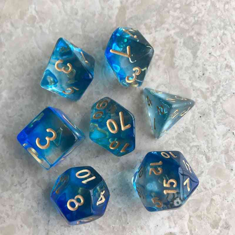 Colorful Transparent- Polyhedral Dice Set For Board Game