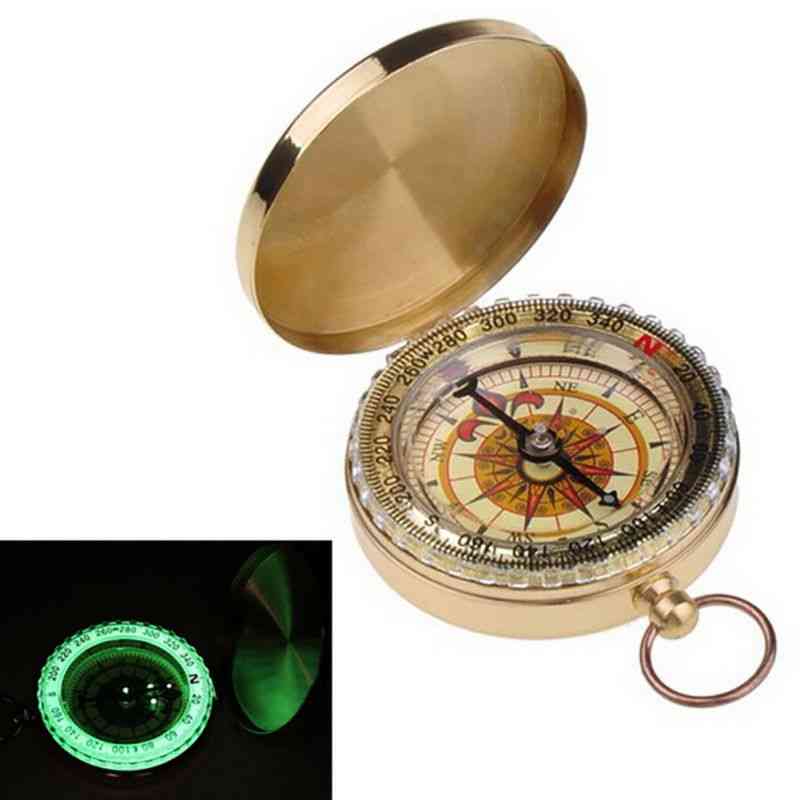Portable Camping, Copper Luminous Compass- Outdoor Pointing, Guide Tools