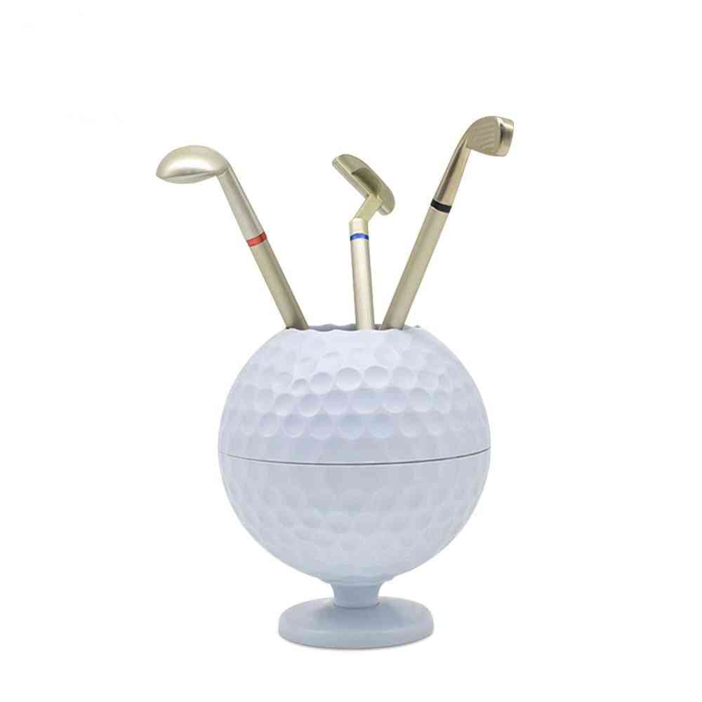 Novelty Mini Golf Ball Pen Pencil Holder Desktop Accessories