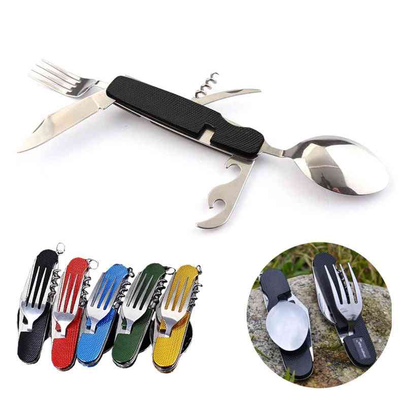 Portable Spoon Fold Spork, Fork Flatware Knife, Cutlery Multitool