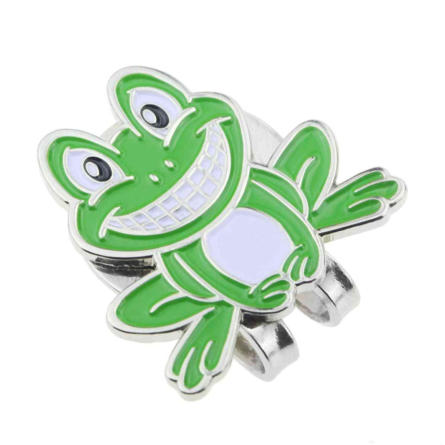 Marqueur de balle de golf grenouille souriante marque verte avec capuchon magnétique