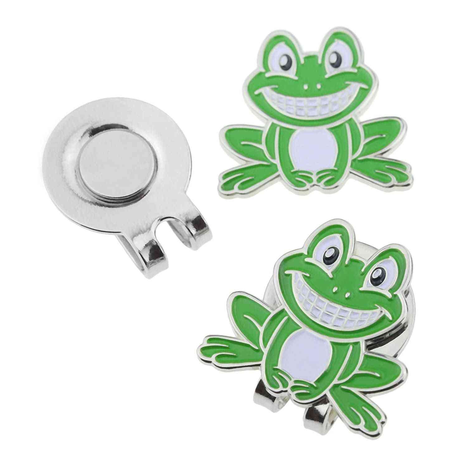 Označevalec žogice za golf nasmejana žaba zelena oznaka z magnetnim pokrovčkom