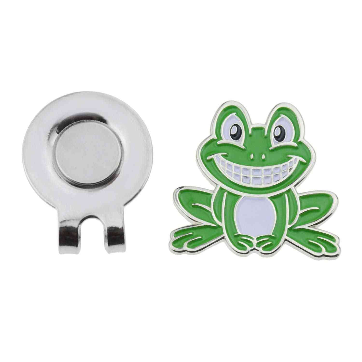Označevalec žogice za golf nasmejana žaba zelena oznaka z magnetnim pokrovčkom