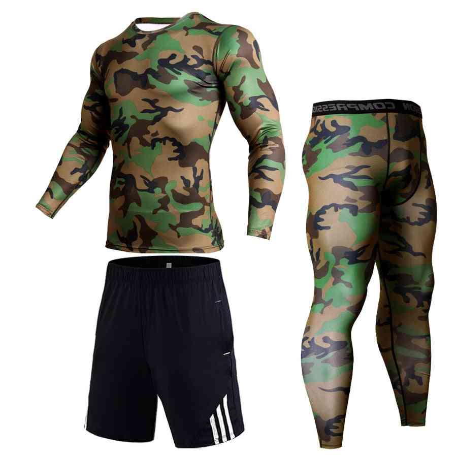 Sport fitness- løbeskjortebukser, træningsdragt, leggings sæt-1