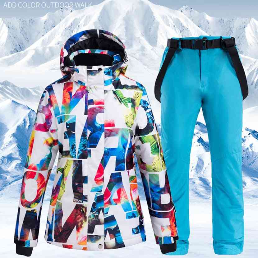 Combinaison de ski femme, ensemble pantalon imperméable + veste