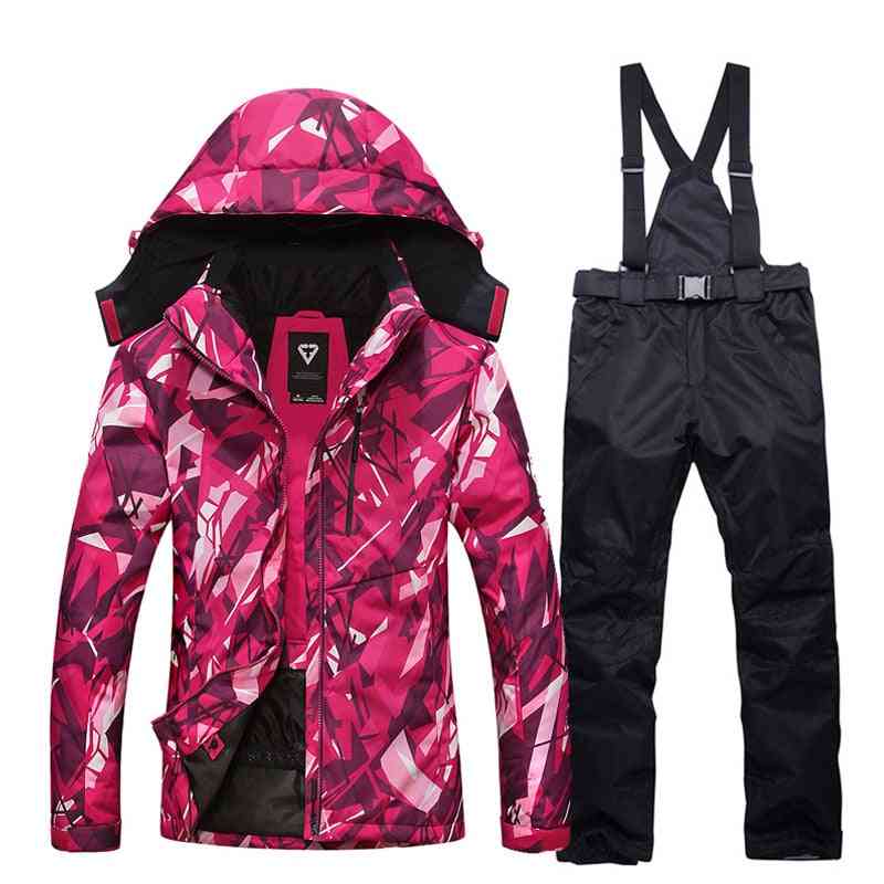 Smučarska obleka, ženske zimske debele tople, vodoodporne smuči in jakna, odporna proti vetru