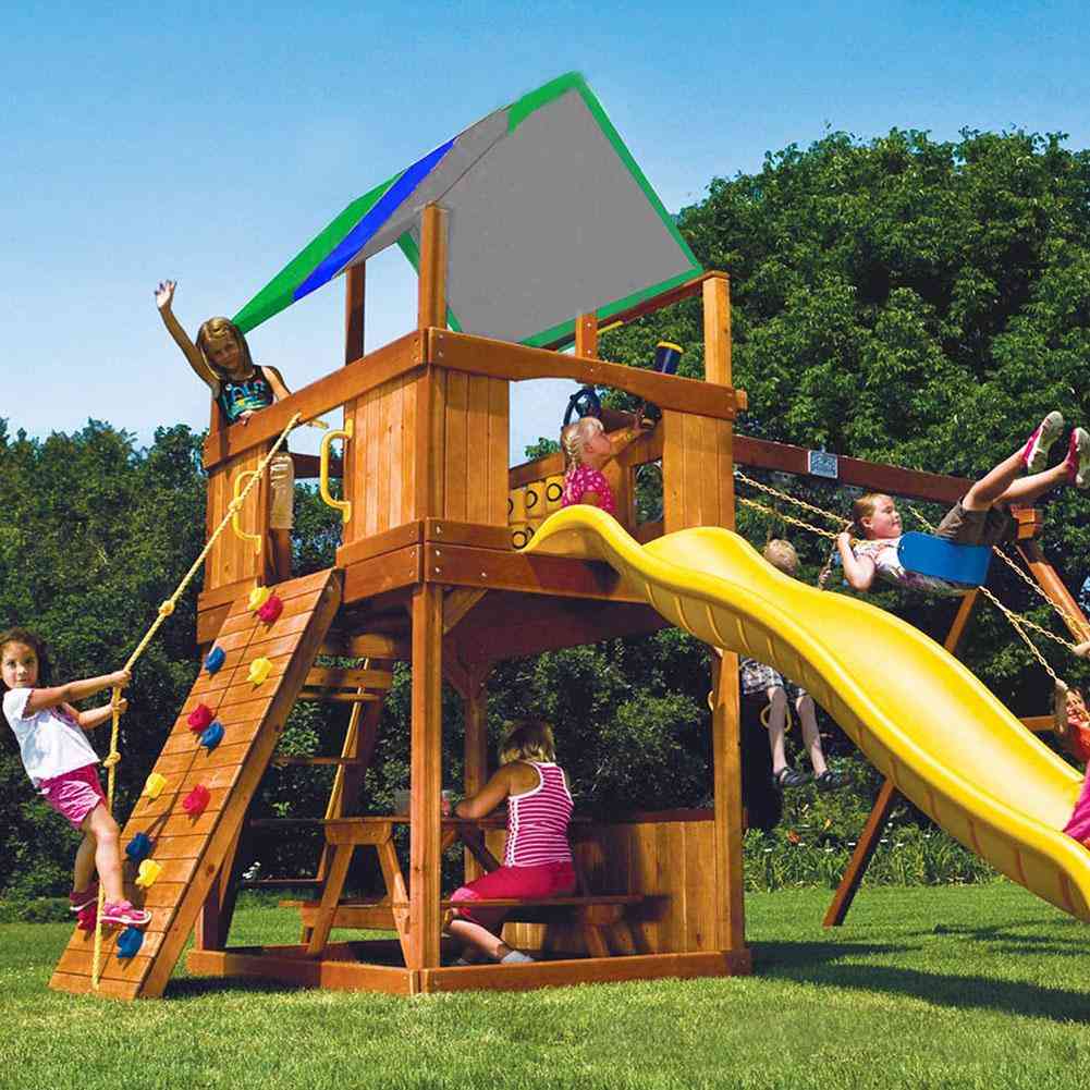 Outdoor Easy Install Swing Set - Kids Sunshade Playground Roof Canopy