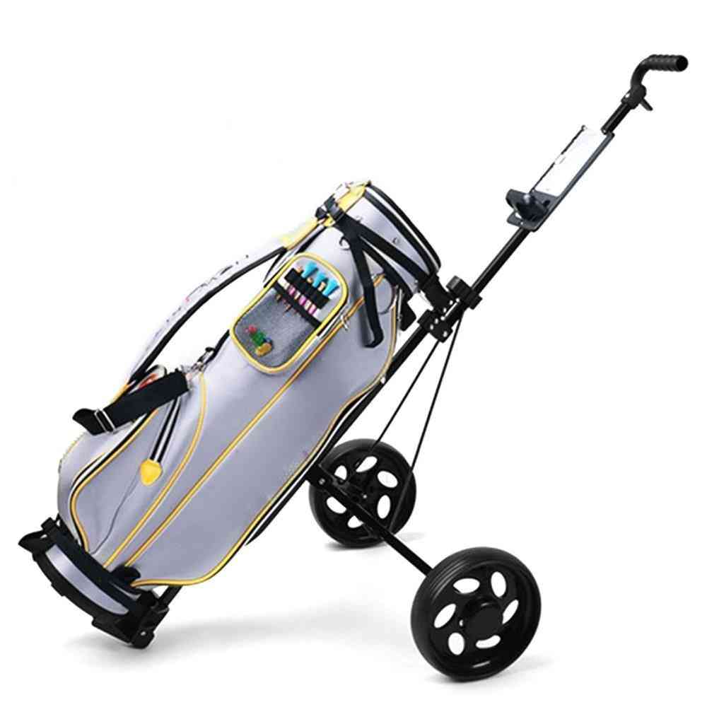 Adjustable Golf Trolley Cart, 2 Wheels Push Pull With Brake