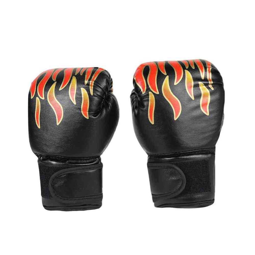 Gants de boxe pour enfants, gants de combat d'entraînement en cuir PU respirant en maille de flamme