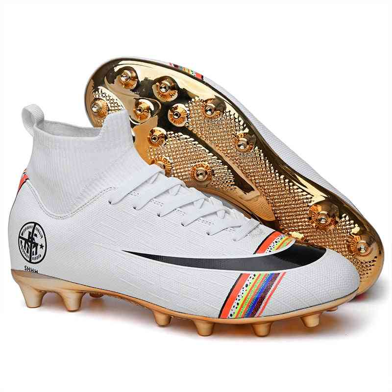 Gold Bottom Men's Soccer Shoes, Indoor Sports, Turf Spikes, Superfly Rainbow High Football Shoe
