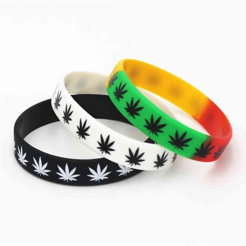 Leaves Jamaica Weed Rasta Reggae Silicone Bracelet