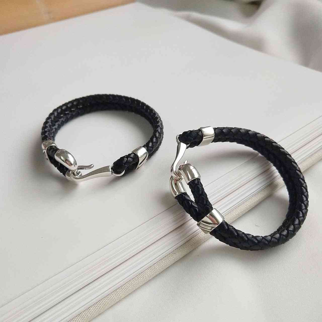 Black Leather Silver Bracelet: Comfort And Elegant