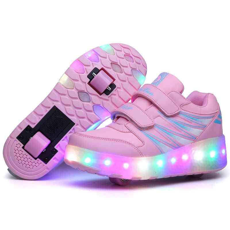 Usb Charging Roller Skate Shoes Led Light Sneakers (set-2)